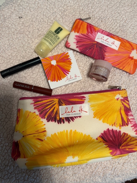 Clinique Other - Clinique Floral Cosmetic Pouch Set in Yellow, Orange & Pink